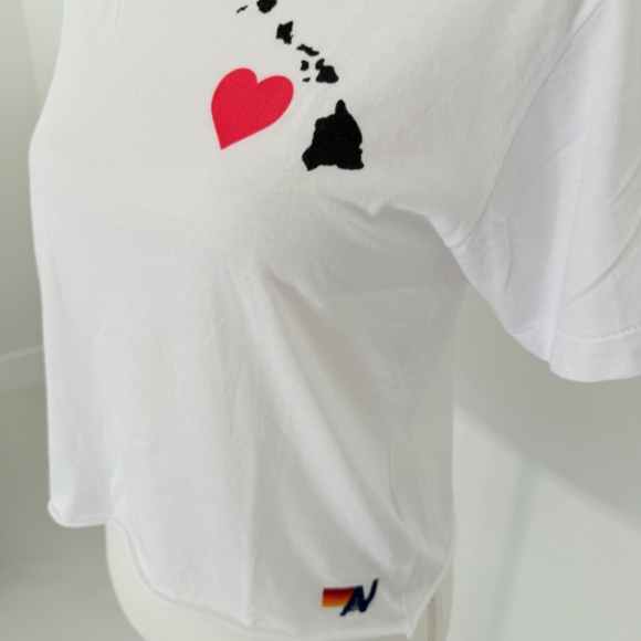 Aviator Nation White Short Sleeve Tee Shirt with Heart Small - Picture 3 of 6
